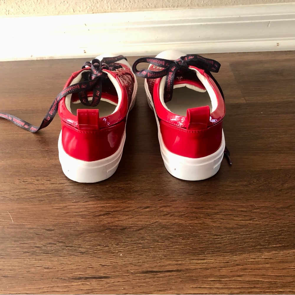 Women’s Cuce Red Tampa Bay Buccaneers Sequin Sneakers White Soles NFL New Size 8 - Picture 12 of 13